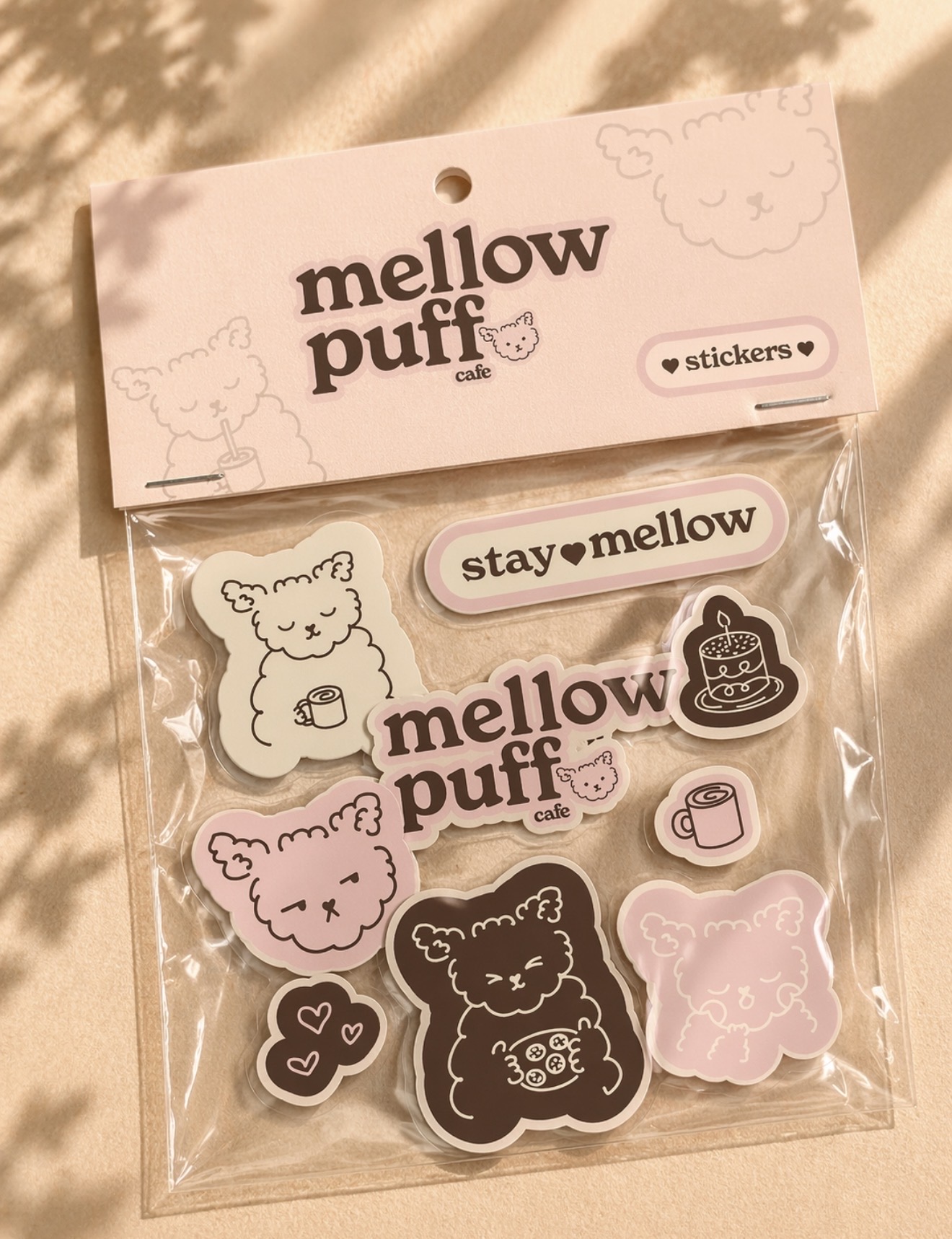 Packaged Mellow Puff Cafe sticker set