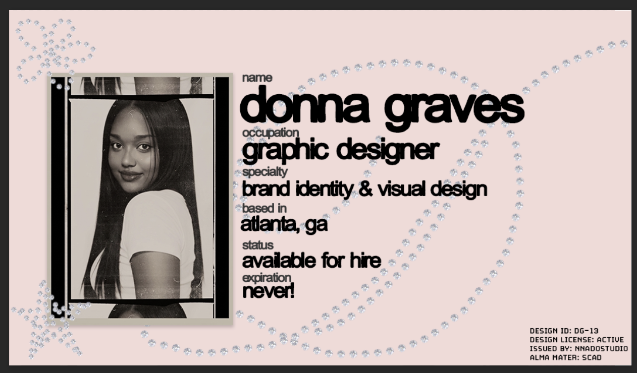 Donna Graves graphic designer identity card